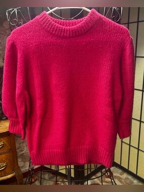 NWT Rebecca Minkoff 'Olive' Short Sleeve Crewneck Sweater In Fuchsia: Size LARGE